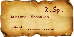 Kubicsek Szabolcs névjegykártya