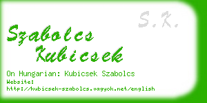 szabolcs kubicsek business card